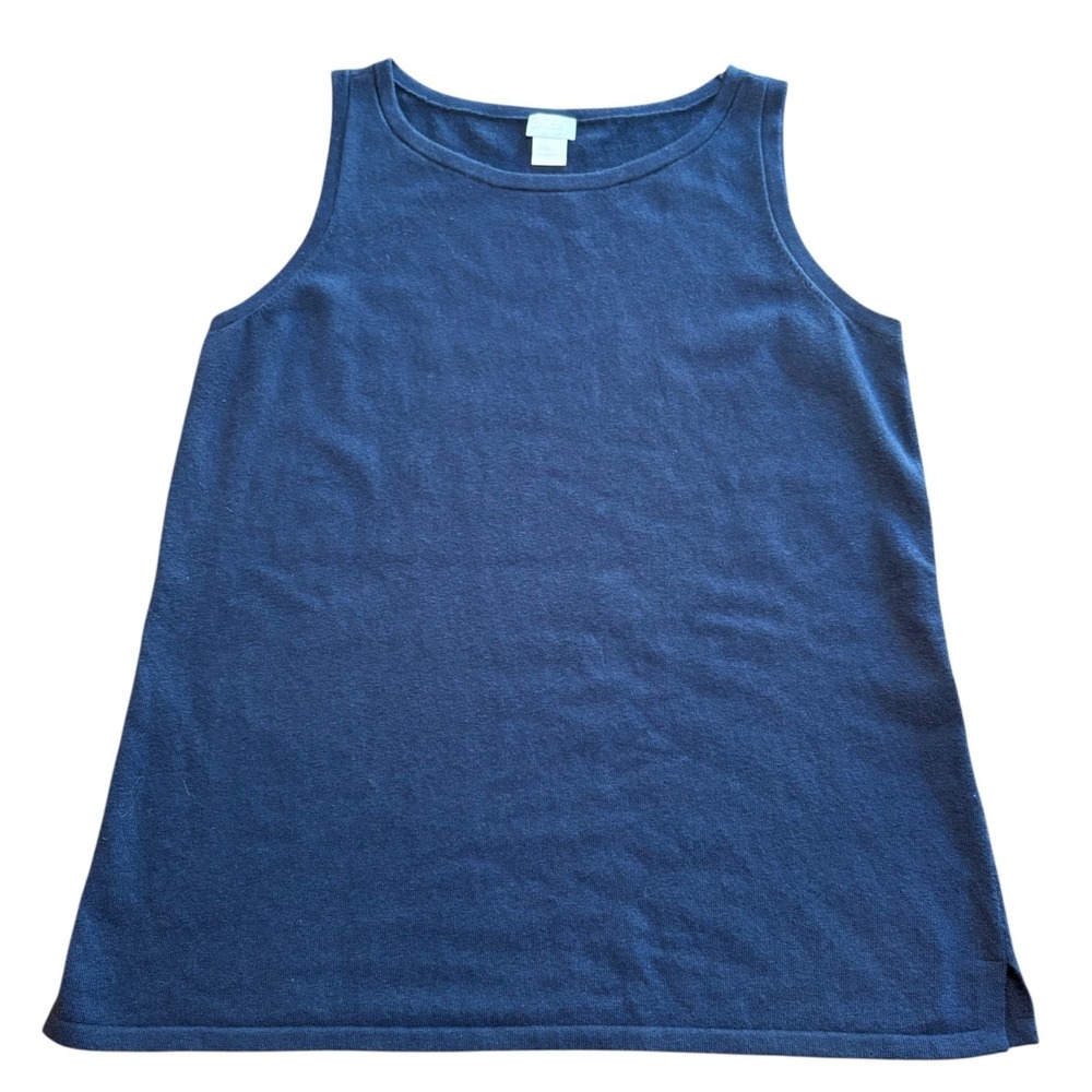 NWT Chico's Zenergy Cotton Cashmere Blend Navy‎ Sleeveless Tank Top Sz 1 Med (8)